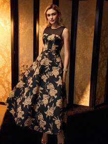 MOTF Soiréza CONTRAST MESH COCKTAIL DRESS - Black - View 6