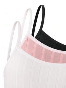 6件套纹理提花罗纹棉质吊带背心，适合青少年女孩秋冬季穿着