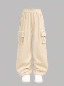 Girlism Tween Girl Color Block Pullover Top And Cargo Pants Set, Boys Back-To-School Jogger Sweatpants Sets, Tween Girl Cow Boy Beige Autumn School Fall Winter Set - Multicolor - View 11