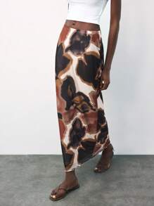 Maija 女士春夏新款扎染印花网纱A字优雅半身裙，现代优雅，适合圣帕特里克节、复活节派对、假日海滩度假、夏季外出、毕业典礼等场合。 - 彩色 - 查看 5