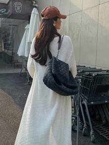 DAZY Cárdigan holgado, suelto y casual de estilo vintage para otoño/invierno - Blanco - Ver 2