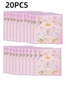 20pcs/Set 13*13 Inches 2 Layers Paper Disposable Napkin, Cute Butterfly & Flower Pattern Paper Dinner Napkin For Party Valentine's Day, Valentines Wedding, Birthday, Valentines Wedding,Mother's Day,Easter,Graduation Decorations,Bachelorette,Wedding Items,Party Supplies,Bachelorette Party,Baby Shower Party Decorations,Ramadan Decor,Bridal Shower,St Patrick Day,Halloween Decor, Back To School,Fall Decor,Christmas Decorations - Pink - View 8