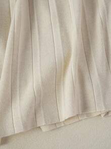 Franclia New Pleated Patchwork Knitted High Waist Slimming Midi A-Line Skirt, Casual Women Sweater Skirt