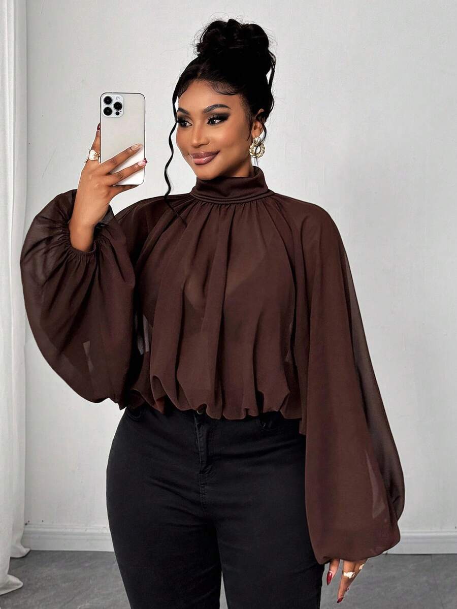 Maweii Plus-Size Women's Sexy New Year Georgette Crewneck Cover-Up