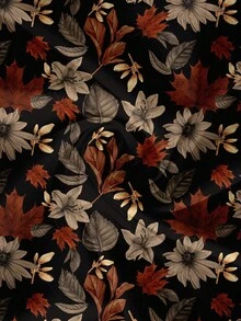 EMERY ROSE Camisa de manga larga con cuello redondo de talla grande con estampado elegante de hojas de arce y flores, adecuada para blusas elegantes de primavera/otoño para mujeres, ropa de otoño para mujeres, blusa floral marrón, camisas de otoño para mujeres, blusas con estampado floral de otoño