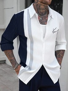 Manfinity CasualCool Áo sơ mi nam cổ bẻ phối màu thường ngày, áo dài tay, phù hợp cho nhiều dịp như đi làm, giải trí, hẹn hò và công tác. Áo sơ mi thu mới này phù hợp cho nhiều dịp như đi làm, hẹn hò và công tác. Đây là áo dài tay để đi chơi vào mùa thu. - Nhiều màu - Xem 3