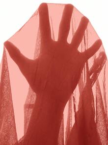 Aveloria Rosie New Romantic Vintage Tea Party Dress, Oversized Loose Flattering Design, Elegant Off Shoulder Ruched Sheer Linen-Like Fabric, Puff Sleeves, Solid Color - Burgundy - View 4