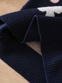 Round Neck Long Sleeve Floral Jacquard Dress, Versatile For Outdoor And Indoor Wear Baby Girls Winter Clothes Baby Girls Fall Clothes Baby Girl Fall Outfits - Black - View 6