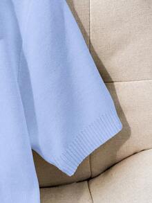 Franclia 全新夏季休闲宽松简约通勤百搭个性设计女式针织开衫 - 淺藍色 - 查看 3