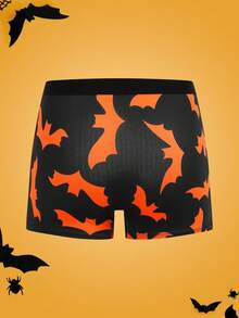 Notgurli 3pcs Glow-In-The-Dark Bat Print Funny Comfortable Contrast Color Men's Boxer Briefs, Halloween - Multicolor - View 10
