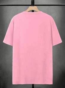 Manfinity Homme 男士休闲纯色短袖T恤，夏季 - 西瓜粉 - 查看 3