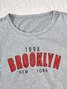 Tween Girl Letter Graphic Bodysuit & Sweatpants - Burgundy - View 5