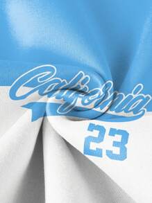 Manfinity Campus Court Men California No.23 Colorblock Patchwork Retro Vintage Streetwear Casual Pullover Sweatshirt For Youth, Couple Design With American Style Graphic Print , Fall