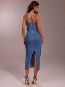 SHEIN Forever 21 Đầm denim dài không tay cổ vuông màu xanh lam nhạt/Trang trọng/Đi học/Halloween/Khách dự đám cưới/Kỳ nghỉ/Phong cách Y2K/Đi biển/Dễ thương/Giáo viên/Đi chơi/Công sở thường ngày/Sang trọng/Sinh nhật/Trang phục công sở/Buổi hòa nhạc đồng quê/Câu lạc bộ/Phong cách miền Tây/Trang phục công sở/Thời trang đường phố/Cổ điển/Lễ hội/Tiệc cocktail/Tiệc rave/Lễ hội/Sân bay/Vui nhộn/Cơ bản/Trang phục ăn sáng muộn/Phong cách những năm 2000/Ôm sát/Phong cách quý tộc/Nhà thờ/Lễ hội/Sang trọng/Tiệc tùng/Kín đáo/Phong cách cổ tích/Hẹn hò/Lễ hội/Trang phục nghỉ dưỡng/Phong cách cá tính/Phong cách Stockholm/Đi chơi đêm - Màu xanh lam - Xem 2