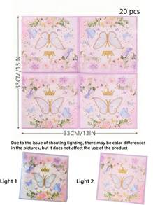 20pcs/Set 13*13 Inches 2 Layers Paper Disposable Napkin, Cute Butterfly & Flower Pattern Paper Dinner Napkin For Party Valentine's Day, Valentines Wedding, Birthday, Valentines Wedding,Mother's Day,Easter,Graduation Decorations,Bachelorette,Wedding Items,Party Supplies,Bachelorette Party,Baby Shower Party Decorations,Ramadan Decor,Bridal Shower,St Patrick Day,Halloween Decor, Back To School,Fall Decor,Christmas Decorations - Pink - View 4