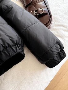 Tween Girls' Solid Color Hooded Zip-Up Padded Coat, Warm For Autumn/Winter Fall - Multicolor - View 4