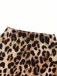 Ellevyn 女士优雅豹纹针织打底衫高领长袖T恤，性感秋冬动物纹印花休闲春季经典弹力优雅长袖T恤，完美适用于春秋季节，百搭经典女式上衣 - 彩色 - 查看 4