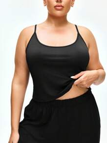 Shapelle Forme Plus Size Casual Basic Scoop Neck Sleepwear Top