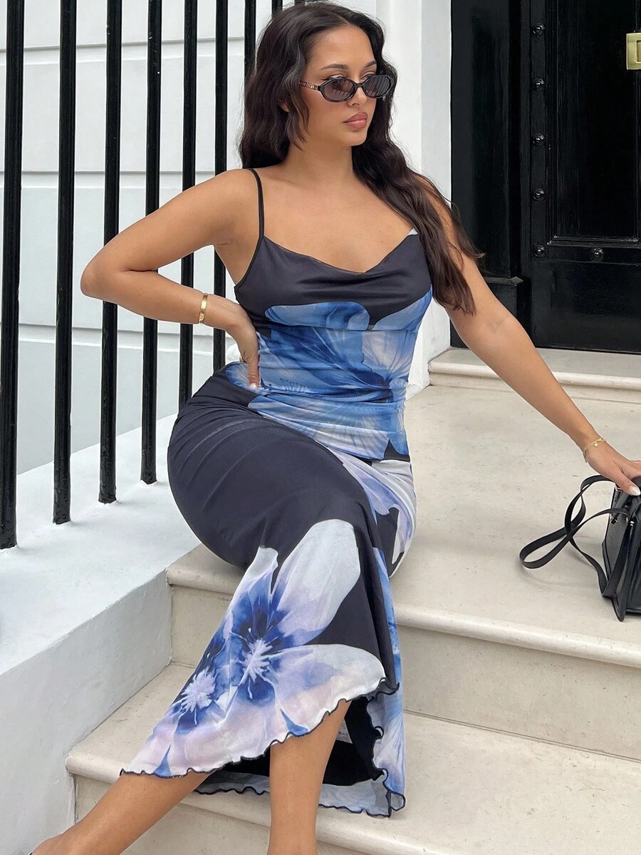 NegzBox Vestido sin mangas con estampado floral elegante para mujer, de verano - Multicolor - Ver 1