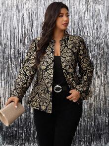Ellevyn Christmas Curvy Plus Size Women's Romantic Elegant Formal Gold Shining Gold High Quality Three-Dimensional Jacquard Fabric Long Sleeve Coat ,Shiny Gold,Comfortable And Warm From The Cold,2025 New,Fall Women Clothes, Winter Clothes For Women,Vintage,Going Out Outfits,Fall Outfits,Winter For Women,Fall Clothes Plus Size, Office Outfits For Women,Fall Outfits For Women,Classy Outfits For Women,Women's Fall Clothes,Christmas,Christmas Costumes,Halloween Clothes Women,Old Money Style Women,Fall Clothes For Women,Business Casual Woman,Office Outfits For Women,Work Outfits For Women,Business Professional Women,Business Casual Outfits Women,Office Attire For Women,Office Wear,Suitable For Multiple Occasions,Plus Size Plus Size Evening Gown Bronze Coat Champagne Formal Coat Gold Plus Size Formal Coat