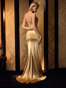 MOTF Soiréza RHINESTONE DETAIL BONED EVENING DRESS - Gold - View 4