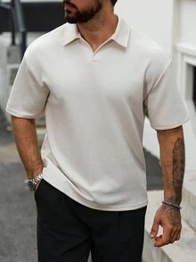 Manfinity CasualCool Men's Textured Casual Polo Shirt White Golf Shirt Men Mens Short Sleeve Polo Shirt Mens Textured Polo Shirt Mens Summer Polo Shirt Mens White Polo Shirt