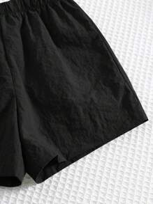 TaviRue 2pcs/Set Baby Boy Casual Korean Style Black Collared Tee And Elastic Waist Shorts Set, Summer Baby Boy Black Outfit Black Shirt Baby Boys Baby Boy Black Short Set Baby Boy Summer Outfit