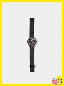LOONEY TUNES X SHEIN Cartoon & Heart Pattern Round Dial Quartz Watches - Black - View 1