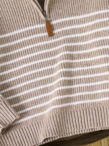 1pc Young Boys' Casual College Style Soft & Comfortable Versatile Thick Turtleneck Pullover Sweater, Suitable For Daily Wear, School, Outings, Sports, Autumn/Winter Fall - Khaki - View 4