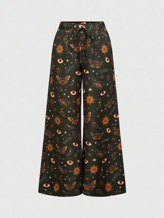 Hippie Allover-Muster geknotete lässige Urlaubs-Mond & Stern Weite Hose