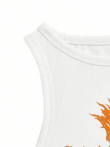 Shutterstock Y2Kool Women's Halloween Graffiti Illustration Print Fitted Tank Top Casual Stylish Collection New Year Cotton - Apricot - View 4