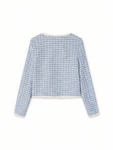 Ellevyn Elegante französische Karojacke für Damen im Herbst, Business-Lässig für Herbst/Winter - Blau-Weiß - Übersicht 9