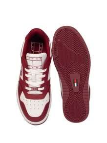 Tommy Hilfiger Retro Leather Cupsole Basketball Men's Casual Sneakers Red White EN0EN02532 - Red - View 3