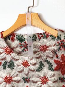 EMERY ROSE Plus Size Casual Floral Print Crew Neck Long Sleeve Pullover Sweater Fall Winter Cloth For Women Autumn - Multicolor - View 5