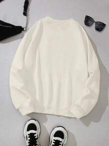 INAWLY Funny Halloween Penguin Print Crew Neck Sweatshirt - Apricot - View 2