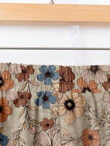 Rusticease 女士休闲宽松碎花松紧腰阔腿裤，杏色，适合秋冬 - 彩色 - 查看 3