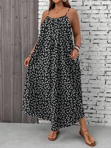 EMERY ROSE Váy Maxi Boho cỡ lớn mùa hè có cổ khoét sâu và túi cho nữ Váy Maxi họa tiết hoa màu đen cho nữ Váy Maxi mùa hè Váy dài thường ngày, Trang phục ngày lễ cho nữ Váy sang trọng - Nhiều màu - Xem 3