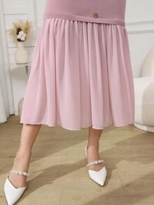 Modelyn Damen elegantes Patchwork-Meerjungfrau-Saum figurbetontes Pulloverkleid, Herbst - Korallenrosa - Übersicht 8
