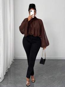 Maweii Plus-Size Women's Sexy New Year Georgette Crewneck Cover-Up