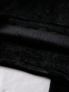 青少年男孩黑色羊毛长袖上衣和裤子睡衣套装，休闲英文和数字刺绣家居服，秋冬 - 黑色 - 查看 6