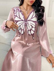 Yasmyna 女士土耳其长裙和阿拉伯传统长袍 - 粉色 - 查看 1