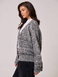 MUSERA Áo len cardigan tay loe dáng rộng, mùa xuân, phong cách thường ngày, dễ thương, ngọt ngào, phù hợp ở sân bay, đi học, mùa đông, mặc hàng ngày, dự tiệc tối, thanh lịch. - màu đen - Xem 3