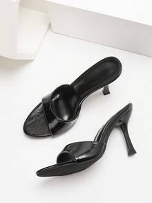 CUCCOO SZL 女士亮面高跟凉鞋，时尚百搭，适合日常、派对和各种场合 - 黑色 - 查看 5