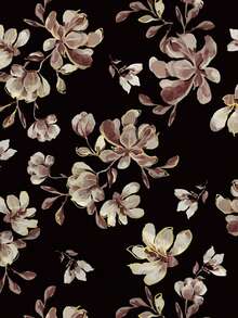 Glamance Shutterstock 黑色花卉印花休闲优雅简约女士长袖翻领衬衫，适合日常、工作、外出、办公室、旅行、教师节、波西米亚风、秋冬季穿着。花卉衬衫，适合工作场合，时尚别致的女式衬衫。 - 彩色 - 查看 5