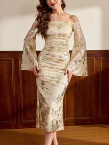 Vintamour 复古优雅女式连衣裙 金色单肩休闲派对连衣裙 女士优雅婚礼宾客连衣裙 女士秋季服装 女士优雅连衣裙 万圣节服装 万圣节服装 新娘妈妈婚礼礼服 女士优雅服装 秋季女装 女士秋季连衣裙 女士秋季服装 婚礼宾客礼服 优雅婚礼宾客连衣裙 秋季服装 女士婚礼宾客正式连衣裙 - 杏色 - 查看 3