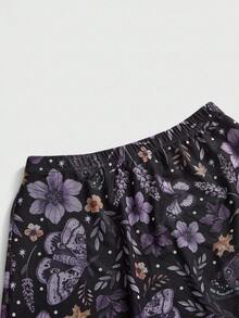 ROMWE Women's Retro Fairycore Butterfly & Moth Floral All-Over Print All-Match Versatile Skirt - Multicolor - View 3