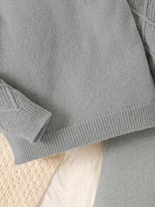 SHEIN 2 件套年轻男孩休闲学院风舒适时尚简约实用百搭柔软舒适宽松 Polo 衫套装适合生日派对、聚会、表演适合儿童服装年轻男孩衣服学校返校男孩套装日常适合上学适合旅行适合运动适合秋冬季