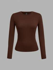 SHEIN EZwear 3 件套女士休闲圆领修身长袖 T 恤套装，适合春秋季节 - 彩色 - 查看 11