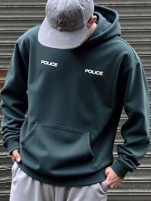 SHEIN 青少年男童做旧水洗蓝色极简主义卫衣，休闲学院风，舒适时尚，百搭实用，柔软面料，适合日常穿着、上学、郊游、户外活动。青少年卫衣，纯棉卫衣，纯色卫衣，秋冬季慢跑男士卫衣。 - 藍色 - 查看 1