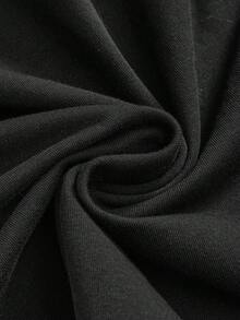 ROMWE J-Fashion 大码休闲表情符号印花露肩修身女式T恤上衣 - 黑色 - 查看 4